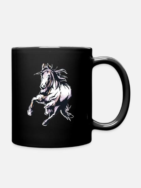 Cheval aquarelle graphique chevaux équitation amour - Mug uni - noir