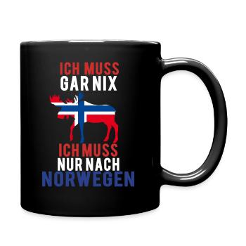 Ich muss nach Norwegen Elch Norway Urlaub Geschenk - Tasse einfarbig - Schwarz - Rechts
