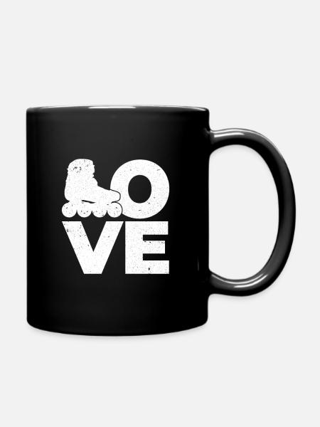 Rollschuh Liebe - Tasse einfarbig - Schwarz