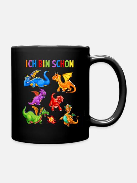 6. Geburtstag Jungen Drachen Dino Geschenk - Tasse einfarbig - Schwarz