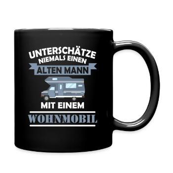 Camping Rentner Womo Wohnmobil Camper Wohnwagen - Tasse einfarbig - Schwarz - Rechts