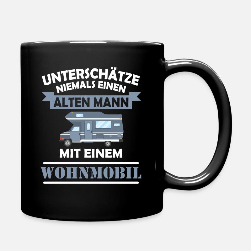 Camping Rentner Womo Wohnmobil Camper Wohnwagen - Tasse einfarbig - Schwarz