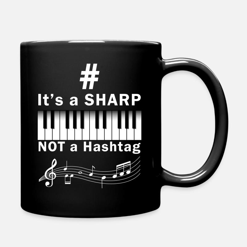 Sharp Hashtag piano musician keyboard - Full Colour Mug - black