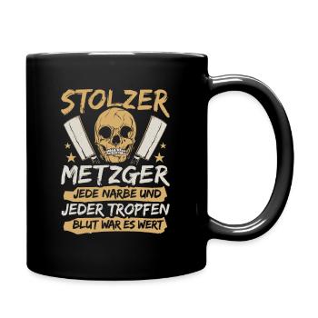 Metzgerladen Metzger Fleischer - Tasse einfarbig - Schwarz - Rechts