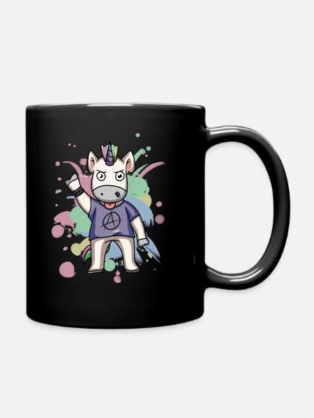 Einhorn punk Pastell Unicorn Punkrock Geschenk - Tasse einfarbig - Schwarz