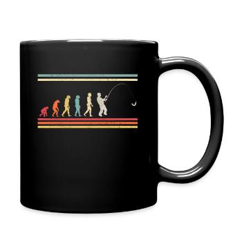 Evolution fishing angler - retro - Full Colour Mug - black - Right