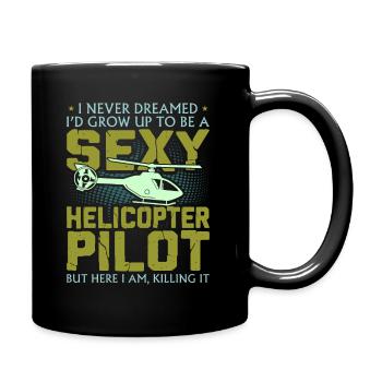Helikopter Flugzeug Zeppelin Luftballon Geschenk - Tasse einfarbig - Schwarz - Rechts