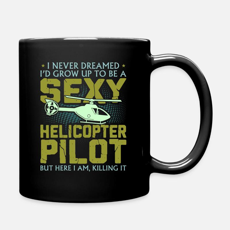 Helikopter Flugzeug Zeppelin Luftballon Geschenk - Tasse einfarbig - Schwarz