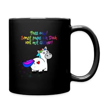 Einhorn Glitzer Pups | Einhornpups - Tasse einfarbig - Schwarz - Rechts
