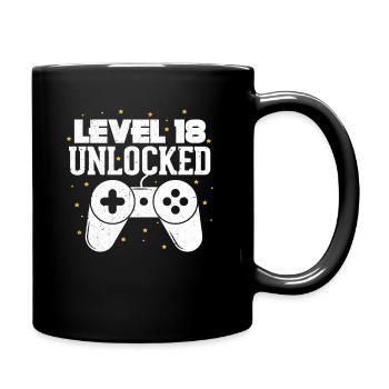 Level 18 Jahre 2002 18. Geburtstag Gamer Gaming - Tasse einfarbig - Schwarz - Rechts