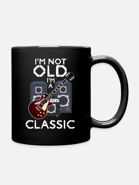 Old school classical guitar musician guitarist - Full Colour Mug - black