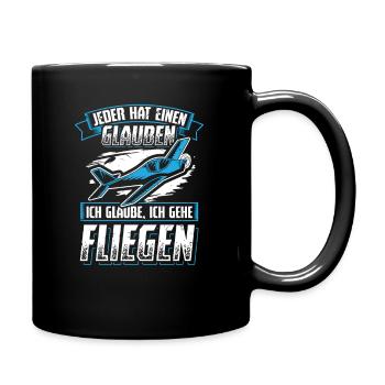 Jeder Glaube Gehe Fliegen Modellbauer Flieger - Tasse einfarbig - Schwarz - Rechts