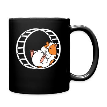 Hamster Hamsterrad Haustier - Tasse einfarbig - Schwarz - Rechts