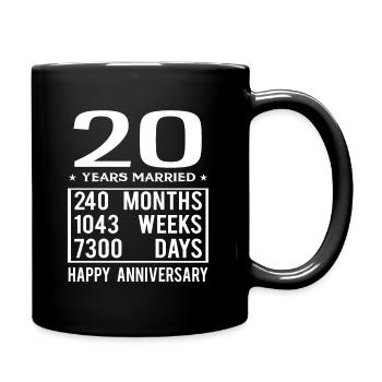 20 Years Married - Happy Wedding Anniversary - Full Colour Mug - black - Right