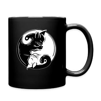 Yin Yang Katze - Tasse einfarbig - Schwarz - Rechts