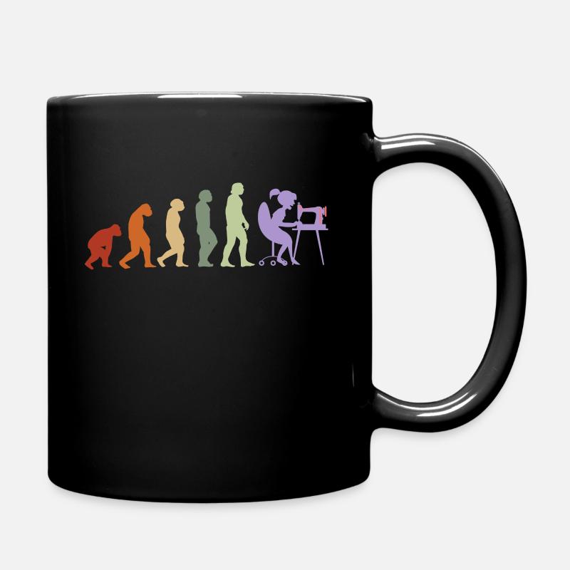 Evolution Nähen Näherin Handarbeit Stricken retro - Tasse einfarbig - Schwarz