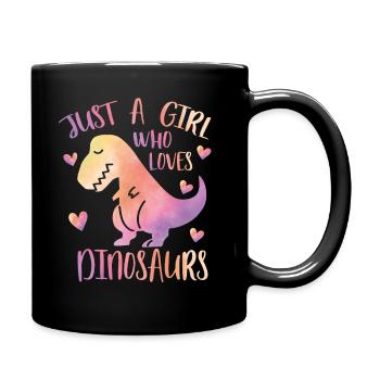Nur ein Mädchen, das Dinosaurier liebt - Tasse einfarbig - Schwarz - Rechts