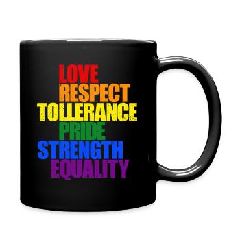 LGBT LOVE RESPECT PRIDE - Tasse einfarbig - Schwarz - Rechts