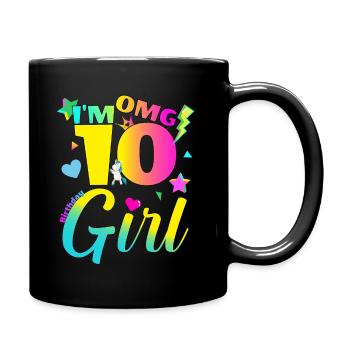 10e anniversaire fille OMG licorne fête - Mug uni - noir - Droite