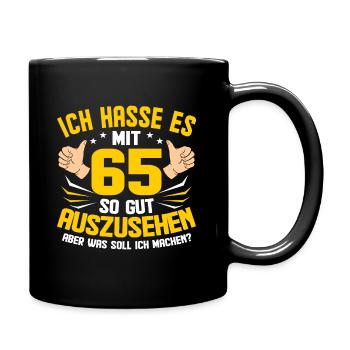 65. Geburtstag - Tasse einfarbig - Schwarz - Rechts