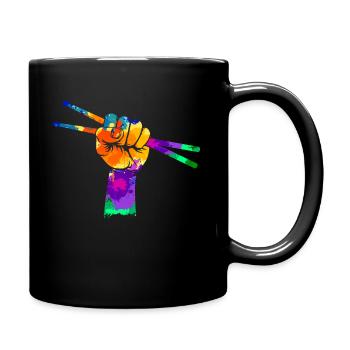 Schlagzeuger Drumsticks Faust Geschenk - Tasse einfarbig - Schwarz - Rechts