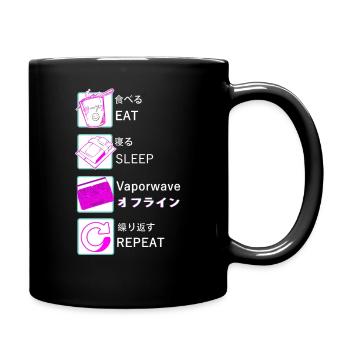 Vaporwave EAT SLEEP Vaporwave REPEAT - Tasse einfarbig - Schwarz - Rechts