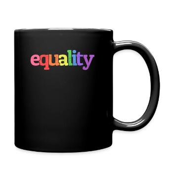 Equality Gay Pride Rainbow Retro Distressed - Full Colour Mug - black - Right
