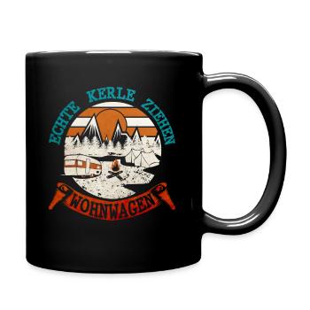Echte kerle ziehen Wohnwagen - Tasse einfarbig - Schwarz - Rechts