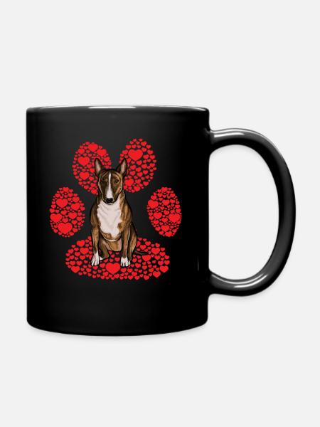 Miniatur Bullterrier Valentinstag Hund Liebe Pfote - Tasse einfarbig - Schwarz