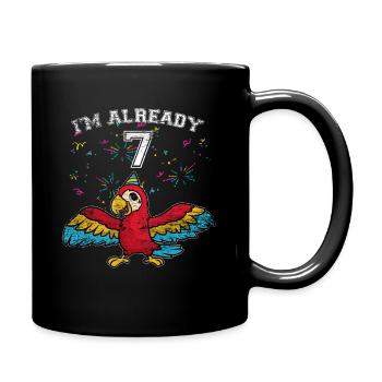 7. Papagei Geburtstag - Tasse einfarbig - Schwarz - Rechts