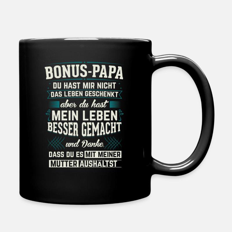 Bonus Papa - Geschenk Stiefvater Geburtstag - Tasse einfarbig - Schwarz