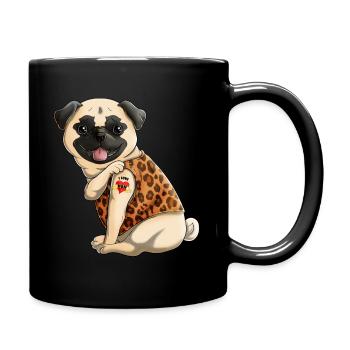 Pug Mom I Love Mom Tattoo Mother's Day Dog Lover - Full Colour Mug - black - Right
