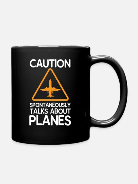 Helicopter airplane zeppelin balloon gift - Full Colour Mug - black