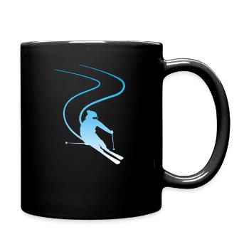 Idée cadeau ski ski sports d'hiver - Mug uni - noir - Droite