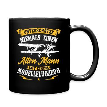 Modellflugzeug Modellfliegen Modellflug Opa Papa - Tasse einfarbig - Schwarz - Rechts