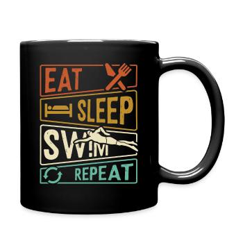 Eat Sleep Swim Repeat - Schwimmer - Tasse einfarbig - Schwarz - Rechts