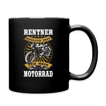 Rentner mit Motorrad Endlich Rente Hobby - Tasse einfarbig - Schwarz - Rechts