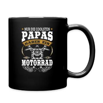 Papa mit Motorrad Cool Biker Vatertag - Tasse einfarbig - Schwarz - Rechts