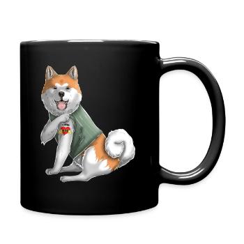 Ich liebe Mama Tattoo japanische Akita Inu Mama - Tasse einfarbig - Schwarz - Rechts