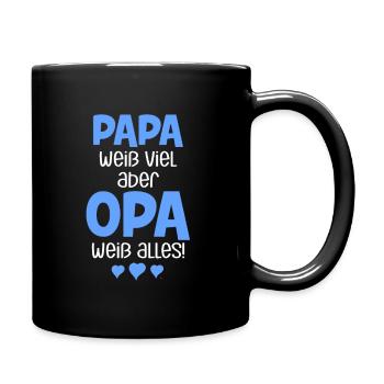 Opa weiß alles Großvater Enkel Enkelin Enkelkind - Tasse einfarbig - Schwarz - Rechts