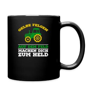 Lustige Trecker Sprüche Traktor Motiv - Tasse einfarbig - Schwarz - Rechts