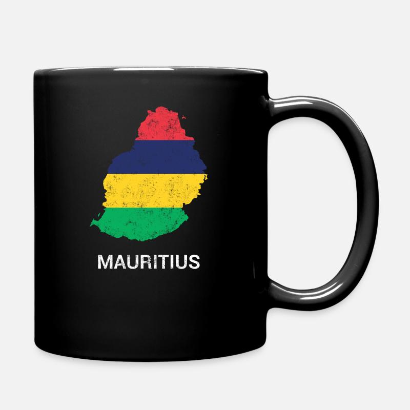 Carte et drapeau du pays de Maurice (Maurice) - Mug uni - noir