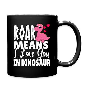 Roar Dino Dinosaur je t'aime chère Kawaii Girl - Mug uni - noir - Droite