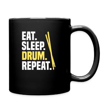 Eat Sleep Drum Repeat drum kit drummer - Full Colour Mug - black - Right