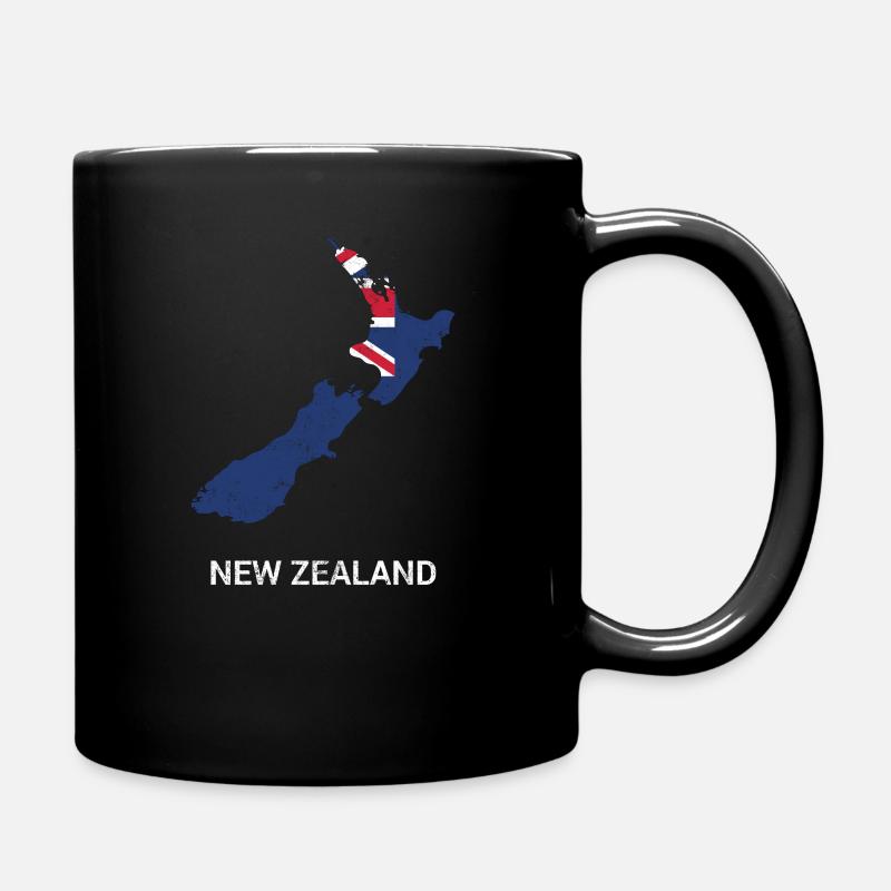 Neuseeland Landkarte & Flagge - Tasse einfarbig - Schwarz