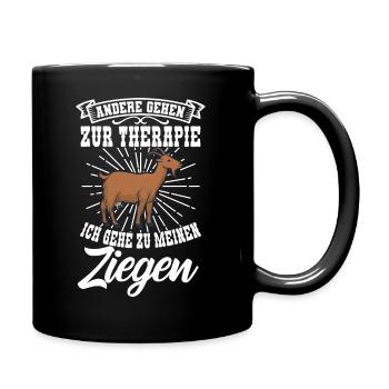 Ziege Landwirt Hirte Bauer lustiger Spruch - Tasse einfarbig - Schwarz - Rechts