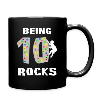 Als 10 Rocks, Kids Rock Climbing Shirt, Zehntel - Tasse einfarbig - Schwarz - Rechts