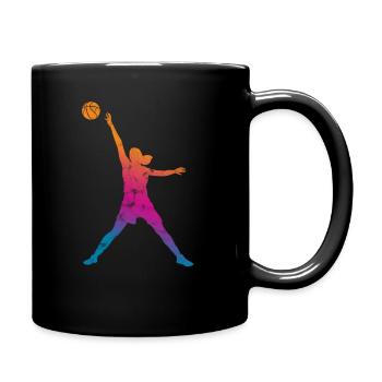 basketball women silhouette retro - Full Colour Mug - black - Right