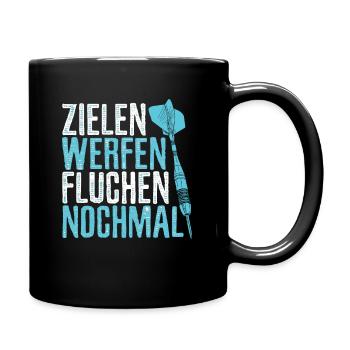 Darts Dartpfeil Dartscheibe - Tasse einfarbig - Schwarz - Rechts
