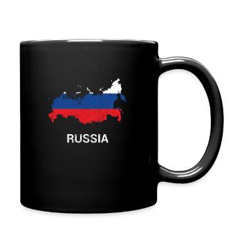 Carte et drapeau de la Russie (Россия) - Mug uni - noir - Droite